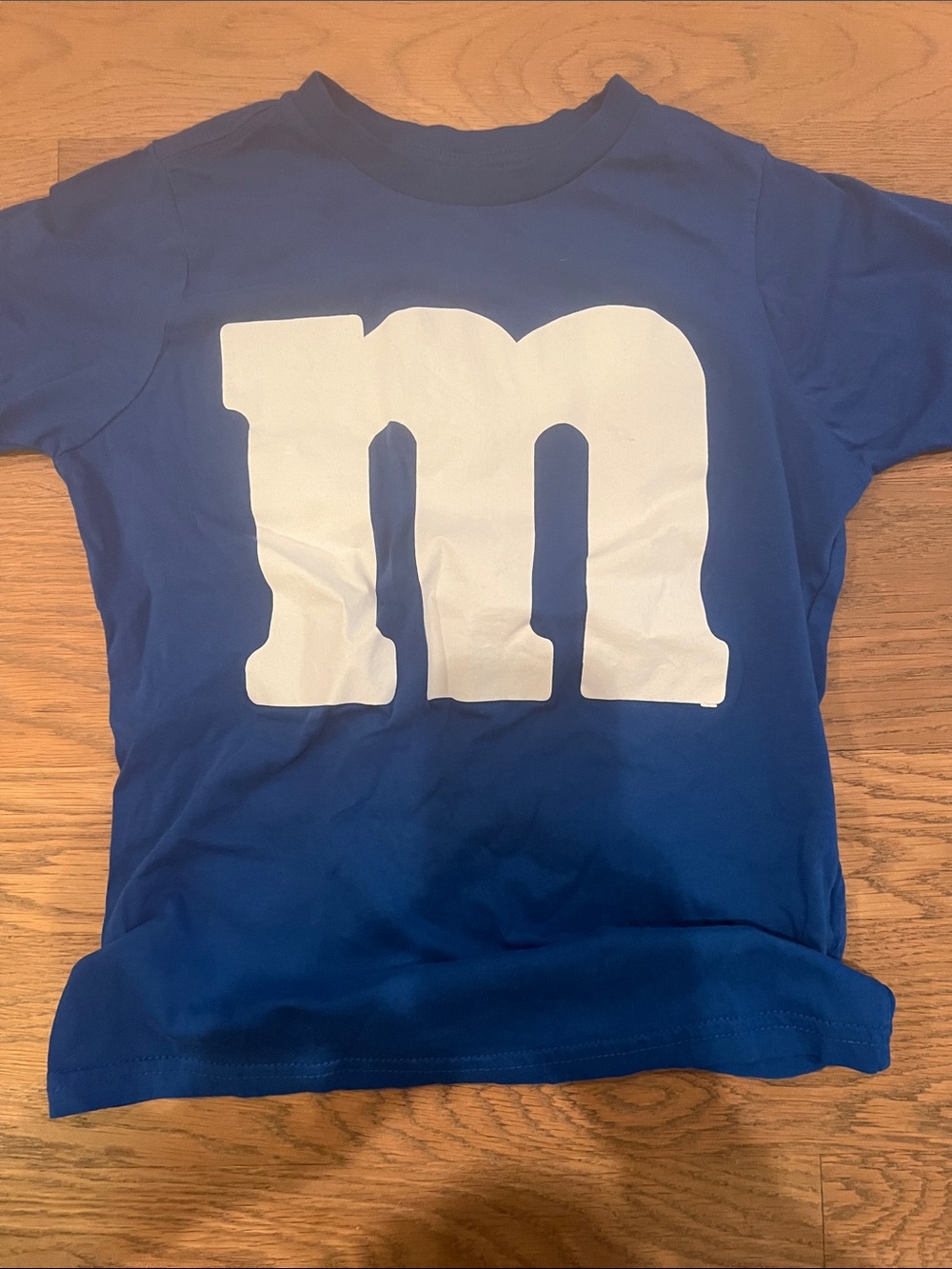 Blue Kids T-Shirt with White 'm' Graphic